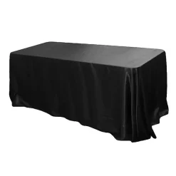 Sleek Satin Tablecloth 90"x156" Rectangular - Black