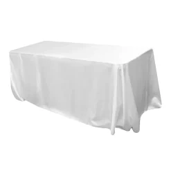 Sleek Satin Tablecloth 90"x156" Rectangular - White