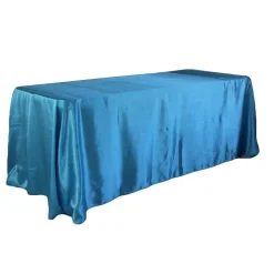 Sleek Satin Tablecloth 90"x132" Rectangular - Aqua Blue