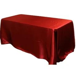 Sleek Satin Tablecloth 90"x132" Rectangular - Burgundy