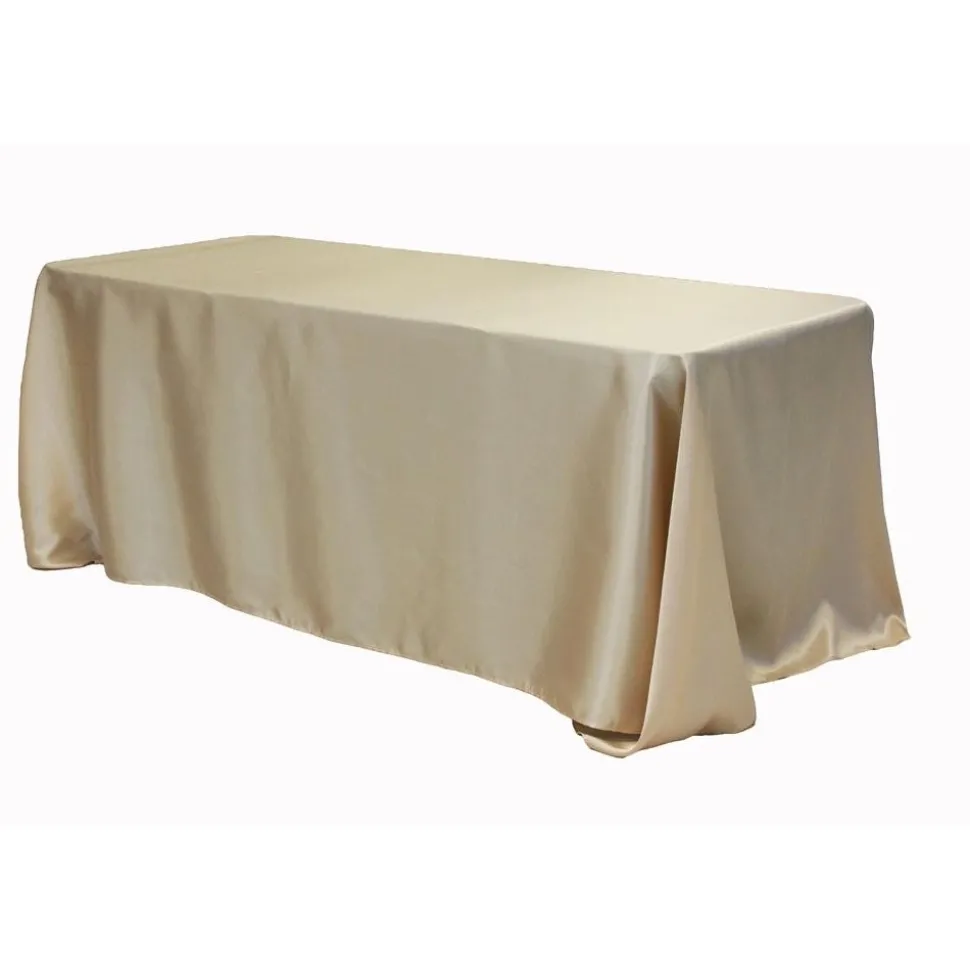 Sleek Satin Tablecloth 90"x132" Rectangular - Champagne