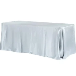 Sleek Satin Tablecloth 90"x132" Rectangular - Dusty Blue