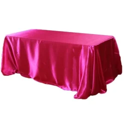 Sleek Satin Tablecloth 90"x132" Rectangular - Fuchsia
