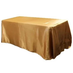 Sleek Satin Tablecloth 90"x132" Rectangular - Gold Antique