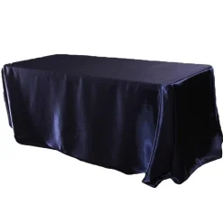 Sleek Satin Tablecloth 90"x132" Rectangular - Navy Blue