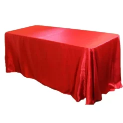 Sleek Satin Tablecloth 90"x132" Rectangular - Red