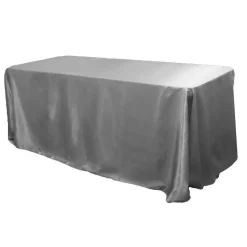 Sleek Satin Tablecloth 90"x132" Rectangular - Silver