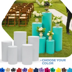 Spandex Pillar Covers for Metal Cylinder Pedestal Stands 5 pcs/set