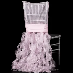 Spiral Taffeta & Organza Chair Back Slip Cover - Pink