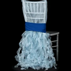 Spiral Taffeta & Organza Chair Back Slip Cover - Baby Blue