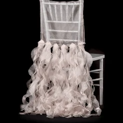 Spiral Taffeta & Organza Chair Back Slip Cover - Blush / Rose Gold