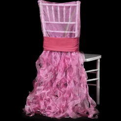 Spiral Taffeta & Organza Chair Back Slip Cover - Fuchsia