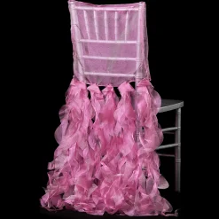 Spiral Taffeta & Organza Chair Back Slip Cover - Fuchsia
