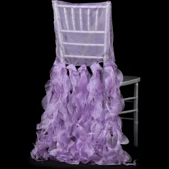 Spiral Taffeta & Organza Chair Back Slip Cover - Lilac