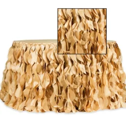 Spiral Taffeta & Organza Table Skirt - 17 Feet x 30 Inches High - Gold