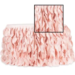 Spiral Taffeta & Organza Table Skirt - 17 Feet x 30 Inches High - Blush/Rose Gold