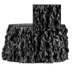 Spiral Taffeta & Organza Table Skirt - 17 Feet x 30 Inches High - Black