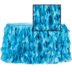 Spiral Taffeta & Organza Table Skirt - 14 Feet x 30 Inches High - Aqua Blue