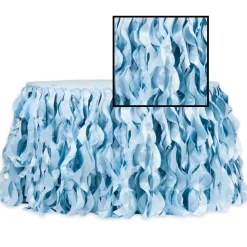 Spiral Taffeta & Organza Table Skirt - 14 Feet x 30 Inches High - Baby Blue