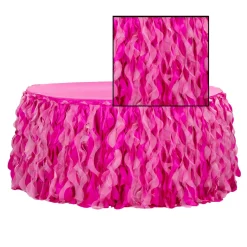 Spiral Taffeta & Organza Table Skirt - 14 Feet x 30 Inches High - Fuchsia