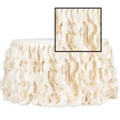 Spiral Taffeta & Organza Table Skirt - 14 Feet x 30 Inches High - Ivory