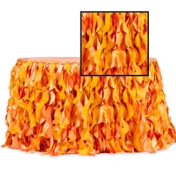 Spiral Taffeta & Organza Table Skirt - 14 Feet x 30 Inches High - Orange