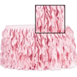 Spiral Taffeta & Organza Table Skirt - 14 Feet x 30 Inches High - Pink