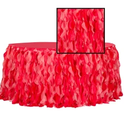 Spiral Taffeta & Organza Table Skirt - 14 Feet x 30 Inches High - Red