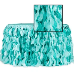 Spiral Taffeta & Organza Table Skirt - 14 Feet x 30 Inches High - Turquoise