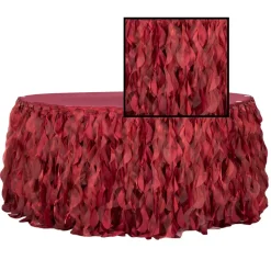 Spiral Taffeta & Organza Table Skirt - 17 Feet x 30 Inches High - Apple Red