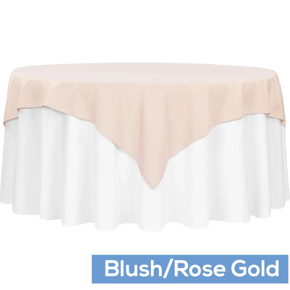 72" Square 200 GSM Polyester Tablecloth / Overlay - Blush/Rose Gold