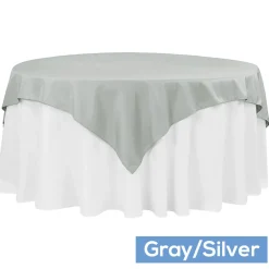 72" Square 200 GSM Polyester Tablecloth / Overlay - Gray/Silver