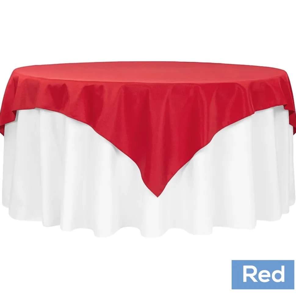 72" Square 200 GSM Polyester Tablecloth / Overlay - Red