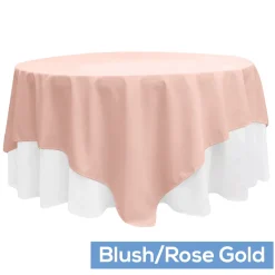 90" Square 200 GSM Polyester Tablecloth / Overlay - Blush/Rose Gold