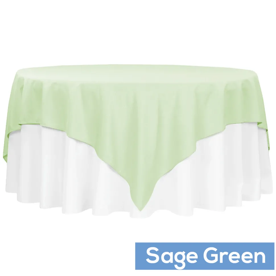 90" Square 200 GSM Polyester Tablecloth / Overlay - Sage Green