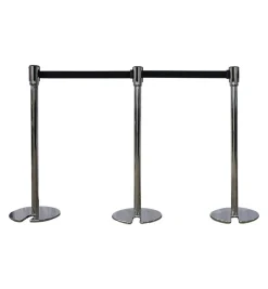 Stackable Retractable Belt Barrier Stanchions - Red