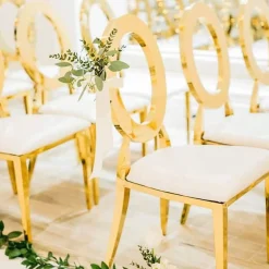 Stainless Steel Modern Oval Top Ava Dining Event Chair - Gold