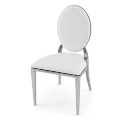 Stainless Steel Modern Padded Oval Back Alexa Dining Event Chair - Silver
