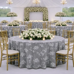 Steel Lindos Jacquard Tablecloth - Multiple Size Options