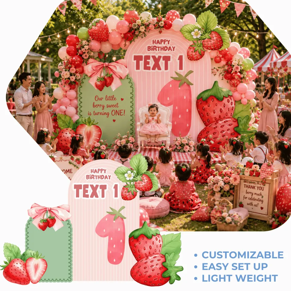 Strawberry Sweet Foam Core Birthday Backdrop Kit by PopScene™