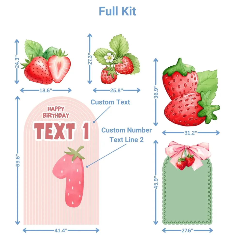 Strawberry Sweet Foam Core Birthday Backdrop Kit by PopScene™