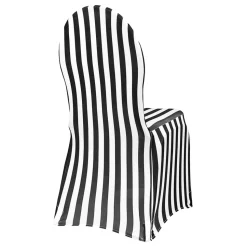 Striped Spandex (Lycra) Banquet & Wedding Chair Cover By Eastern Mills in Black and White