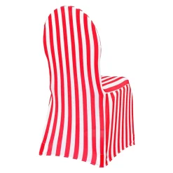 Striped Spandex (Lycra) Banquet & Wedding Chair Cover By Eastern Mills in Red and White