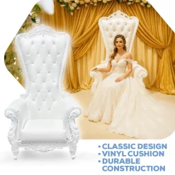 Sweetheart Bride and Groom Throne Chair - White