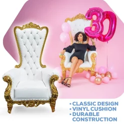 Sweetheart Bride and Groom Throne Chair - Gold