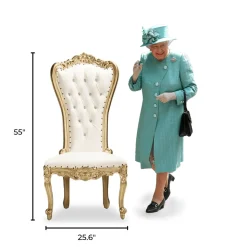 Sweetheart Throne Chair - White Vinyl/Gold Frame