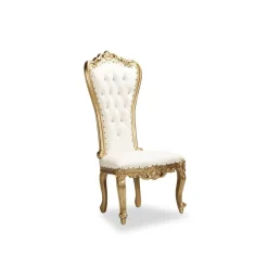 Sweetheart Throne Chair - White Vinyl/Gold Frame