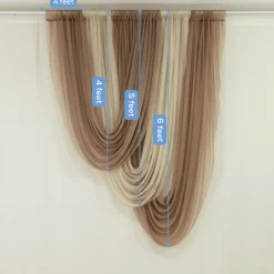 Taupe Sheer Chiffon Valance Curtain – Curved Backdrop Swag Topper with Rod Pocket (4ft Wide x 4ft, 5ft, 6ft Height Options)