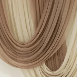 Taupe Sheer Chiffon Valance Curtain – Curved Backdrop Swag Topper with Rod Pocket (4ft Wide x 4ft, 5ft, 6ft Height Options)