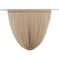 Taupe Sheer Chiffon Valance Curtain – Curved Backdrop Swag Topper with Rod Pocket (4ft Wide x 4ft, 5ft, 6ft Height Options)